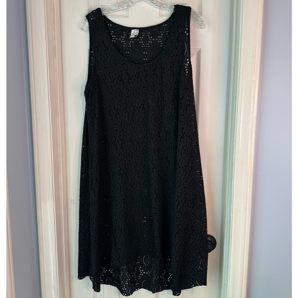 Profile By Gottex Black Lace Crochet Cover‎ Up Dress Size M